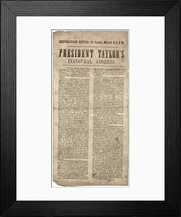 Framed Print : Zachary Taylor. Inaugural address of Zachary Taylor 12th president of the United States. March 4th, 1849 Framed Print : Zachary Taylor. Inaugural address of Zachary Taylor 12th president of the United States. March 4th, 1849
