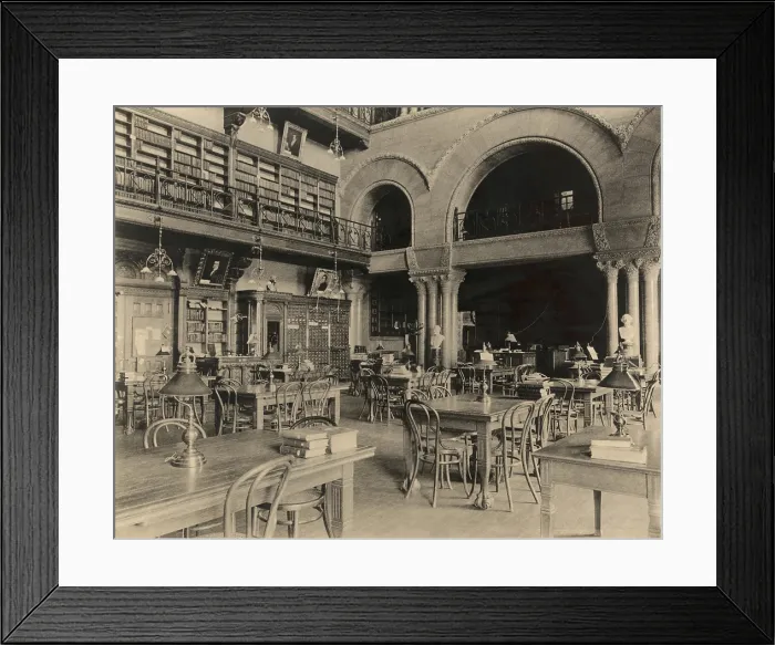 Framed Print : Interior of the New York State Library designed by Henry Richardson, the most prominent American architect from 1870 to his death in 1886 Framed Print : Interior of the New York State Library designed by Henry Richardson, the most prominent American architect from 1870 to his death in 1886