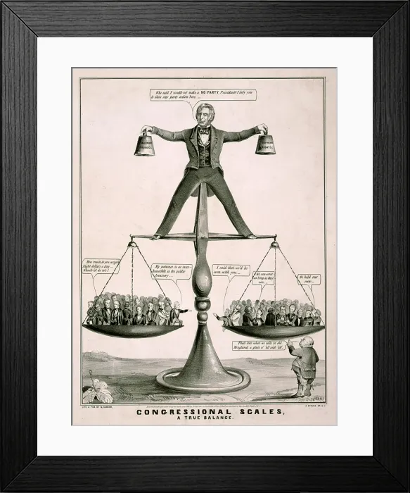 Framed Print : Zachary Taylor. Congressional scales. A true balance