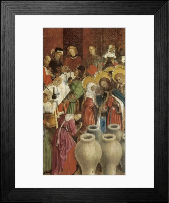 Framed Print : MARTORELLBernat ( -1452). Altarpiece of Transfiguration. 1449-1452. SPAIN. Barcelona. Cathedral. Detail of the Weddings at Cana. International gothic. Tempera on wood