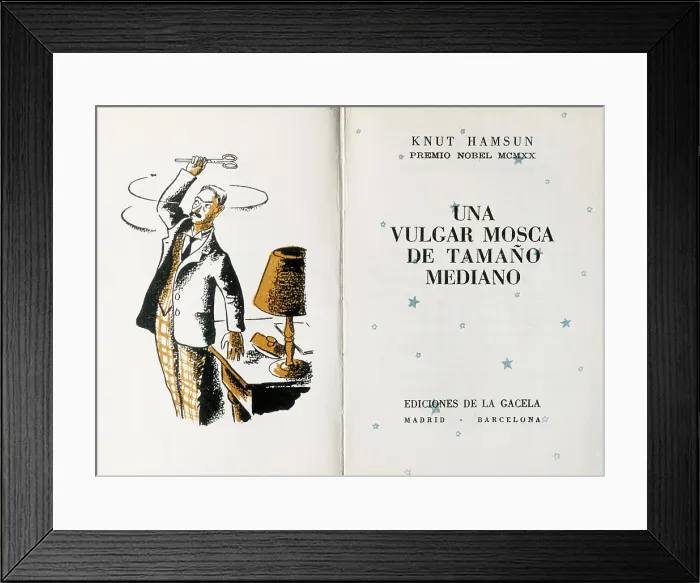 Framed Print : HAMSUNKnut (1859-1952). Norwegian writerNobel Prize in 1920. 'Just and ordinary fly of average size'. Cover. AISA / Everett Collection (30582)**US SALES ONLY**