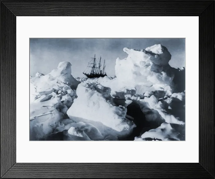 Framed Print : Polar explorer, Ernest Shackleton's ship, ENDURANCE, trapped in Weddell Sea pack ice in Antarctica in 1916