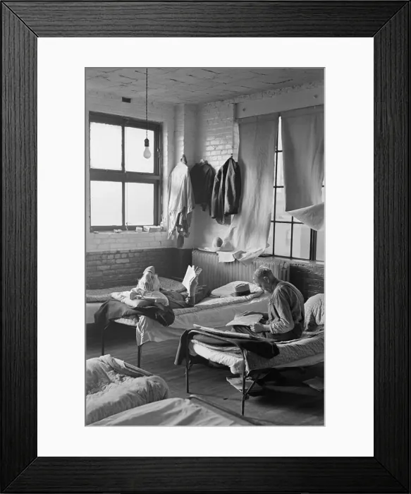 Framed Print : Men in a homeless a shelter dormitory, Sioux City, Iowa, Dec. 1936 by Russell Lee. (BSLOC_2013_7_37) Framed Print : Men in a homeless a shelter dormitory, Sioux City, Iowa, Dec. 1936 by Russell Lee. (BSLOC_2013_7_37)