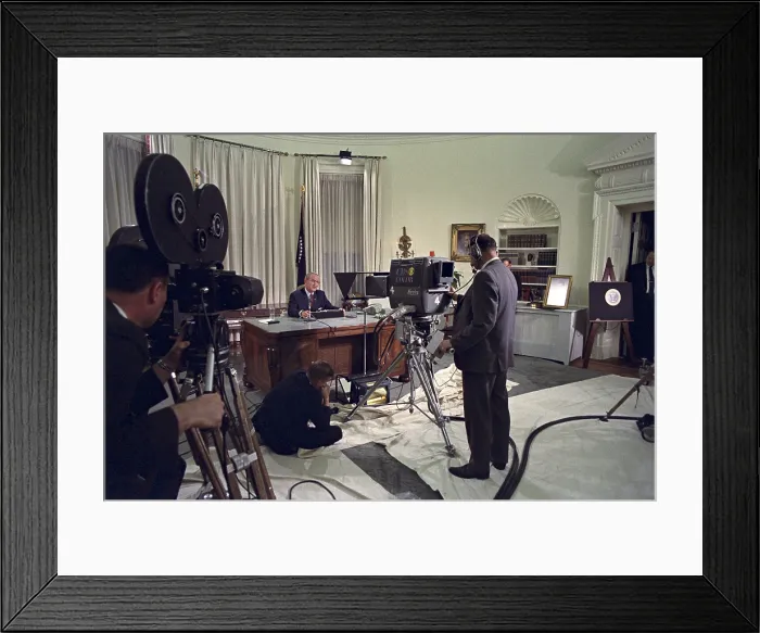 Framed Print : President Lyndon Johnson announcing his intention not to run for re-election and to devote himself fully negotiating for peace in Vietnam. March 31, 1968 Framed Print : President Lyndon Johnson announcing his intention not to run for re-election and to devote himself fully negotiating for peace in Vietnam. March 31, 1968