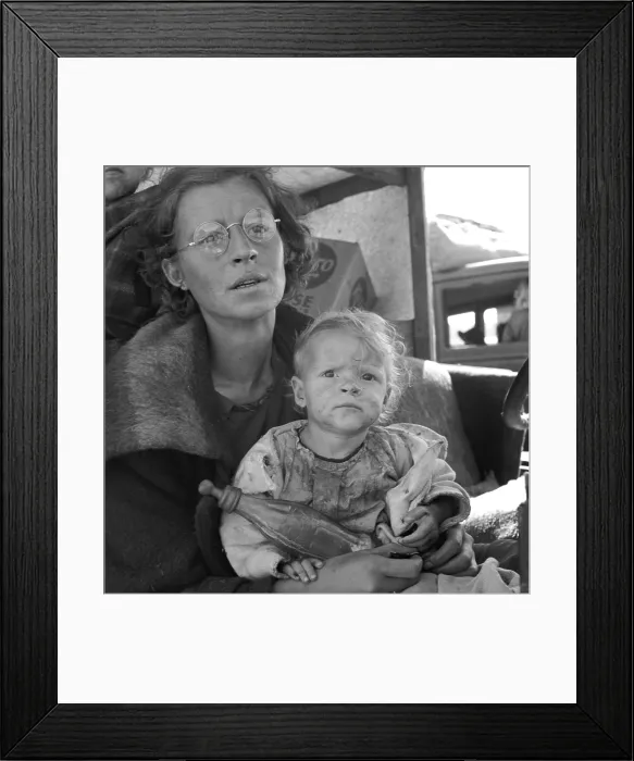 Framed Print : Mother and baby of migrant family, Tulelake, California, Sept. 1939. Photo by Dorothea Lange. (BSLOC_2013_7_31)