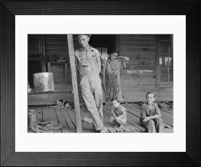 Framed Print : Floyd Burroughs, Alabama sharecropper, on his porch with neighbors children, 1936. By Walker Evans. (BSLOC_2013_7_33)