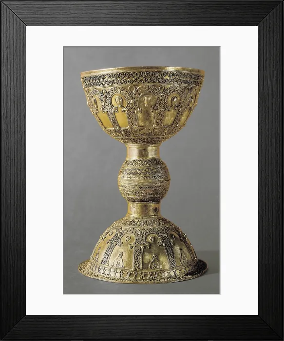 Framed Print : Chalice. 1040. SPAIN. Santo Domingo de Silos. Monastery of Santo Domingo (St. Dominic). Made of golden silver. Mozarabic art. Jewelry. - P Framed Print : Chalice. 1040. SPAIN. Santo Domingo de Silos. Monastery of Santo Domingo (St. Dominic). Made of golden silver. Mozarabic art. Jewelry. - P