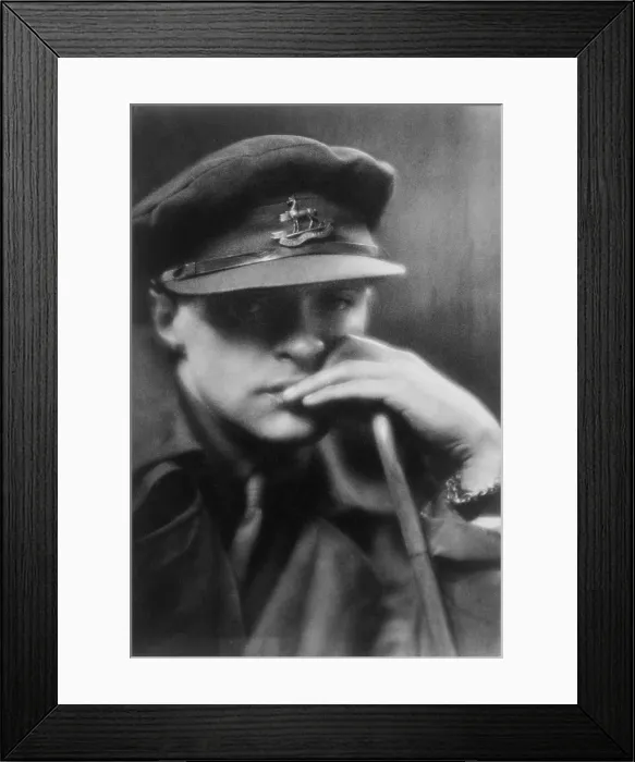 Framed Print : Captain Bruce Bairnsfather (1888-1959), Indian born British cartoonist who created the character of Old Bill, a grumpy, trench-weary World War I soldier