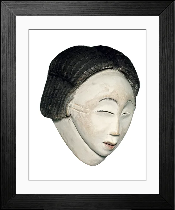 Framed Print : Okuyi Mask (mask of ancestors). Punu Art (Bapunu) from Gabon. They embody the spirits of the deceased, in the mourning ceremonies
