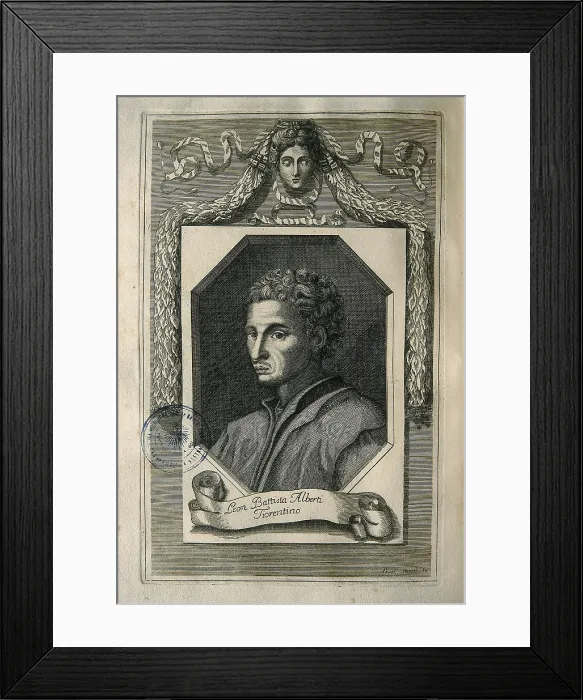 Framed Print : SESONI, Francesco (1705-?). Italian engraver.; ALBERTI, Leon Battista (1404-1472). Italian Quattrocento humanist