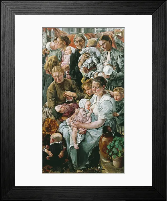 Framed Print : FREDERIC, Leon Henri Marie (1856-1940). The Ages of the Worker. 1895-1897. Detail of the left panel. Symbolism. Oil on canvas. FRANCE. Paris. Musee d'Orsay (Orsay Museum)