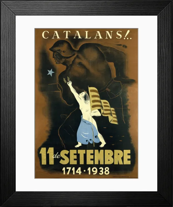 Framed Print : Spanish Civil War. 'Catalans!... 11 de setembre 1714-1938' ( Catalan people!...11th September 1714-1938). Propaganda poster from the Republican side. 1938. Drawing Framed Print : Spanish Civil War. 'Catalans!... 11 de setembre 1714-1938' ( Catalan people!...11th September 1714-1938). Propaganda poster from the Republican side. 1938. Drawing