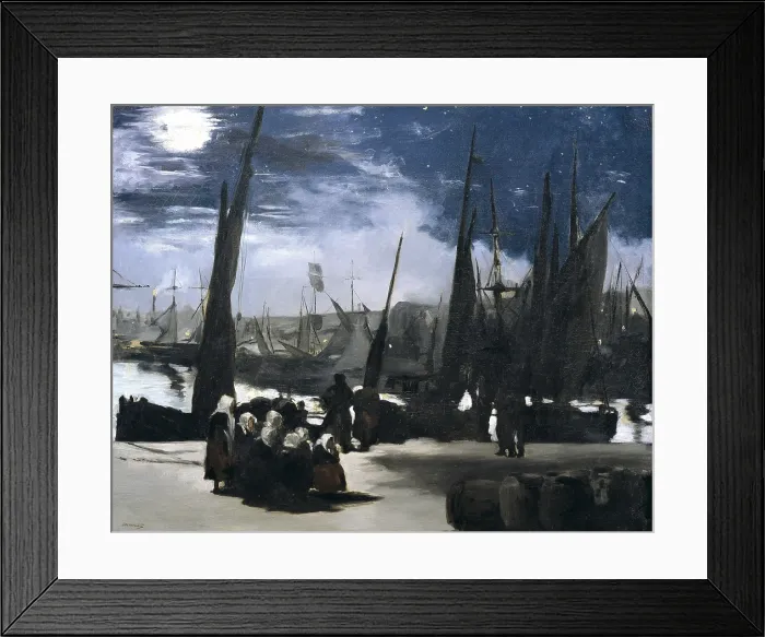 Framed Print : MANET, edouard (1832-1883). Moonlight over the Port of Boulogne. 1869. Impressionism. Oil on canvas. FRANCE. Paris. Musee d'Orsay (Orsay Museum)