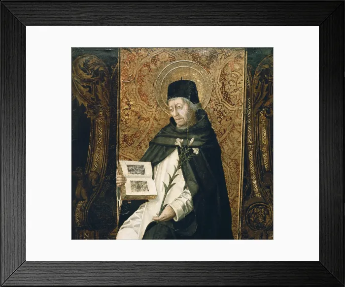 Framed Print : DOMINIC, Domingo de GuzmAn, Saint (1170-1221). Spanish religious man, founder of the Society of Jesus. Gothic art. Tempera on wood. SPAIN. Huesca. Huesca Fine Arts Museum