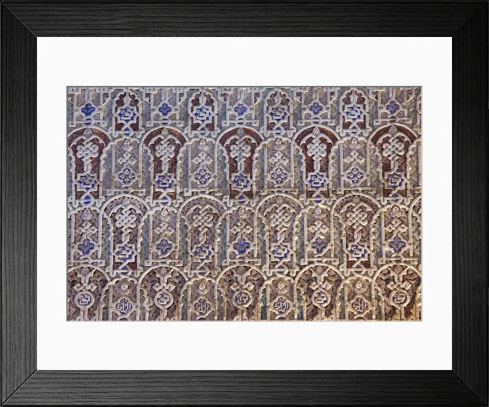 Framed Print : Alhambra. SPAIN. Granada. Alhambra. Salon de Embajadores (Hall of the Ambassadors). Detail of the decoration with geometric, vegetables motifs and stucco inscriptions