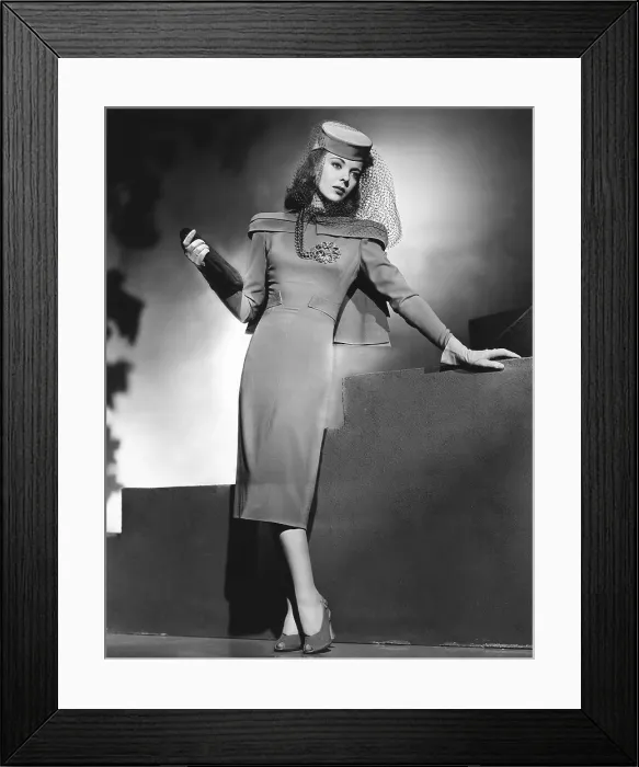 Framed Print : THEY DRIVE BY NIGHT, Ida Lupino, Warner Bros. portrait by Scotty Welbourne, dress of aqua marine wool crepe with back cape by Milo Anderson, 1940