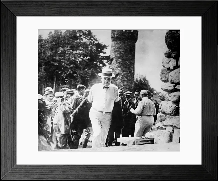 Framed Print : Warren G. Harding (1865-1923), smokes a cigarette in public. Ca. 1920