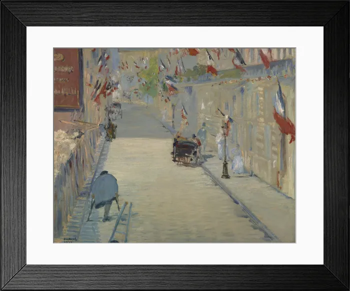 Framed Print : The Rue Mosnier with Flag, by Edouard Manet, 1878, French painting, oil on canvas