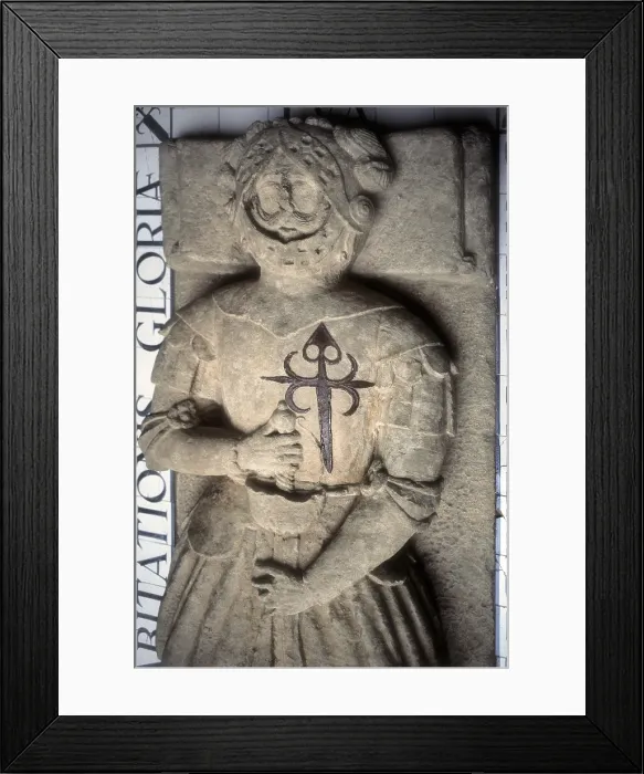 Framed Print : SPAIN. El Viso del Marqus. Palace of the Marquis of Santa Cruz. Reclining figure of a Knight of the Order of Santiago Rodriguez. Sculpture Framed Print : SPAIN. El Viso del Marqus. Palace of the Marquis of Santa Cruz. Reclining figure of a Knight of the Order of Santiago Rodriguez. Sculpture