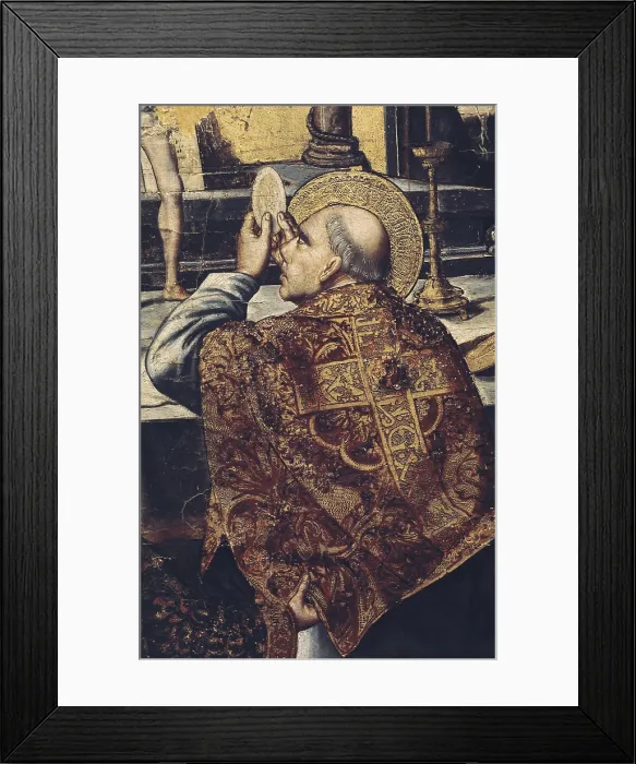 Framed Print : BERRUGUETEPedro (1450-1504). Mass of Saint Gregory. Detail. Renaissance art. Oil on wood. SPAIN. Burgos. Provincial Archaeological Museum Framed Print : BERRUGUETEPedro (1450-1504). Mass of Saint Gregory. Detail. Renaissance art. Oil on wood. SPAIN. Burgos. Provincial Archaeological Museum