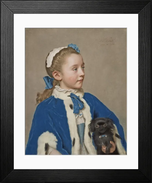 Framed Print : Maria Frederike van Reede-Athlone at Seven Years of Age, by Jean-tienne Liotard, 1755-56, Swiss painting, pastel on vellum