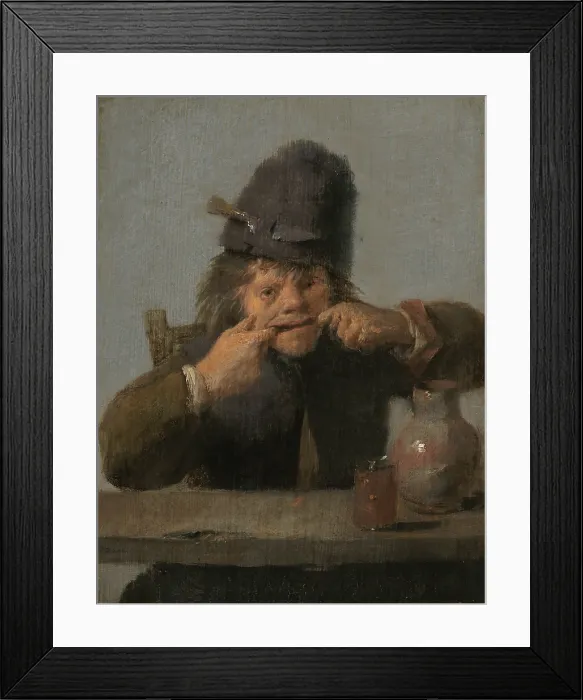 Framed Print : Youth Making a Face, by Adriaen Brouwer, 1632-35, Flemish painting, oil on panel. An uncouth rustic youth is depicted in 17th-century Netherlandish realism at it's earthiest Framed Print : Youth Making a Face, by Adriaen Brouwer, 1632-35, Flemish painting, oil on panel. An uncouth rustic youth is depicted in 17th-century Netherlandish realism at it's earthiest