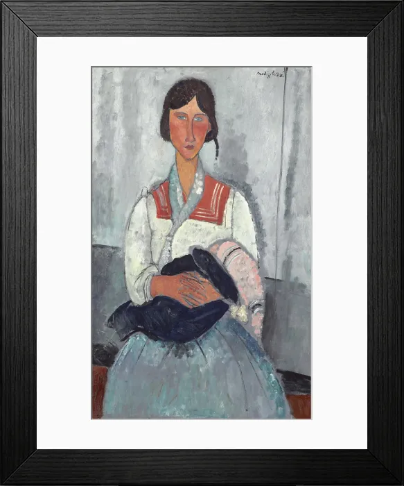 Framed Print : Gypsy Woman with Baby, by Amedeo Modigliani, 1919, Italian painting, oil on canvas Framed Print : Gypsy Woman with Baby, by Amedeo Modigliani, 1919, Italian painting, oil on canvas