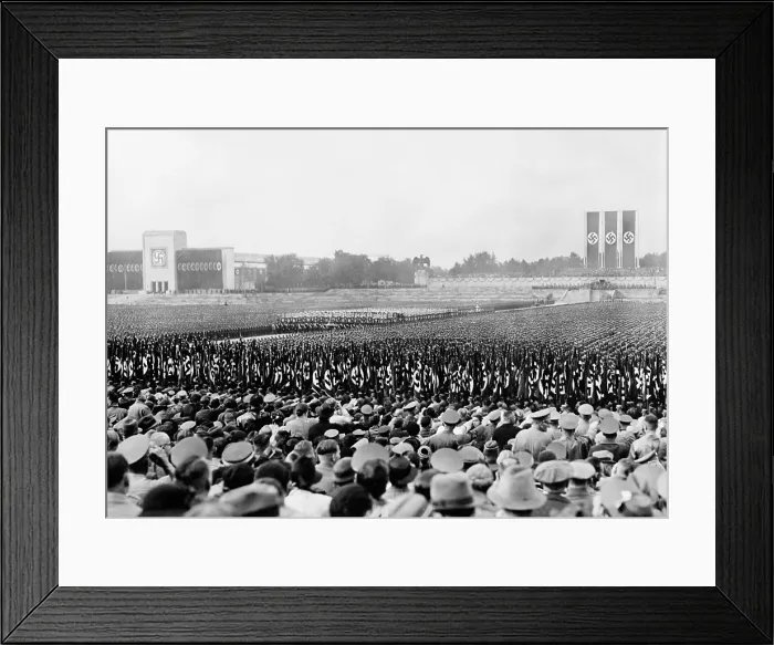Framed Print : Crowd and troops at a massive Nazi Party Day rally, Nuremberg, Germany in 1937