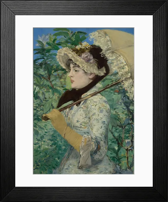 Framed Print : Jeanne (Spring), by Edouard Manet, 1881, French painting, oil on canvas. Portrait of aspiring Parisian actress, Jeanne Demarsy, as the embodiment of Spring
