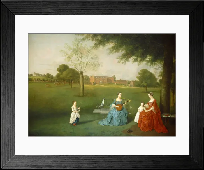 Framed Print : Members of the Maynard Family in the Park at Waltons, by Arthur Devis, c.1755-62, English painting, oil on canvas