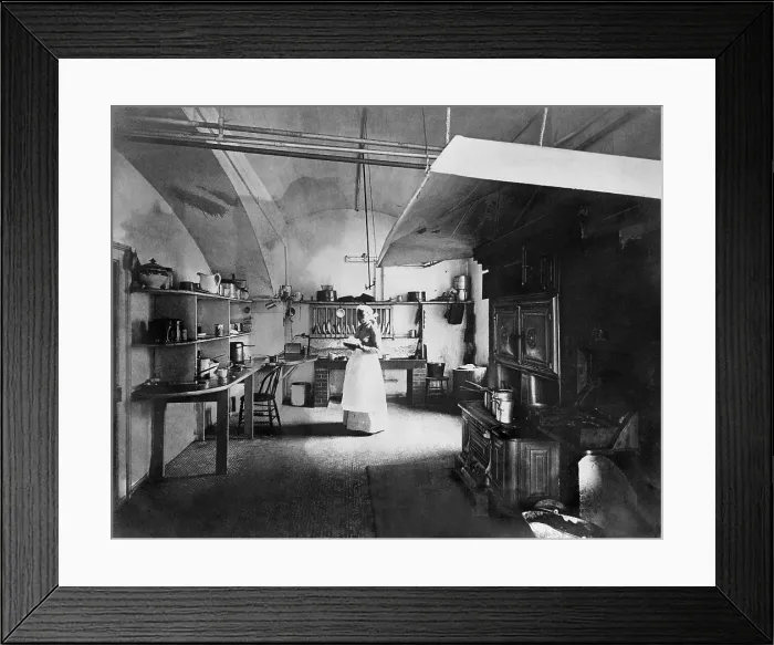 Framed Print : The White House kitchen during the presidency of Benjamin Harrison. Ca. 1892 Framed Print : The White House kitchen during the presidency of Benjamin Harrison. Ca. 1892