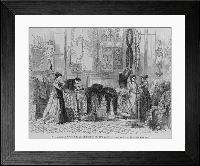 Framed Print : Mary Lincoln put her wardrobe on exhibition for sale in New York in October 1867, and was unhappy when it did not sell well Framed Print : Mary Lincoln put her wardrobe on exhibition for sale in New York in October 1867, and was unhappy when it did not sell well