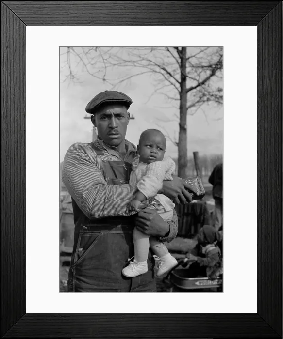 Framed Print : Protesting African American sharecropper and child, Missouri, 1939. The protest group of 1, 500 was integrated, with evicted whites also involved. Photo by Arthur Rothstein