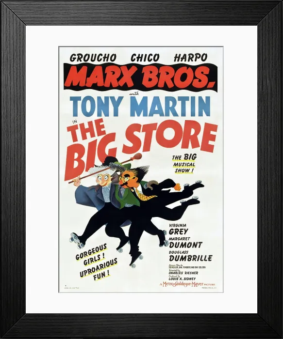 Framed Print : THE BIG STORE, US poster, The Marx Brothers-from left: Harpo Marx, Chico Marx, Groucho Marx, 1941