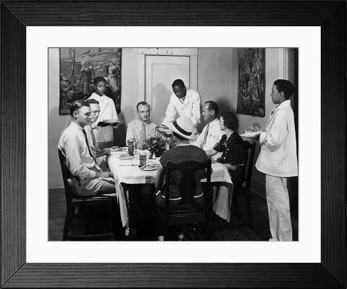 Framed Print : African American youths in a WPA training program, ca. 1937. They serving a meal to WPA staff at a National Youth Administration center in Arizona. (BSLOC_2013_7_61)