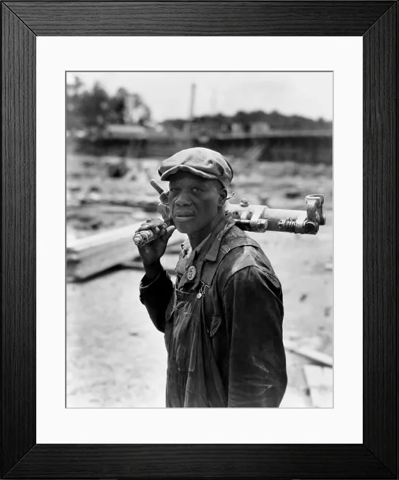 Framed Print : African American laborer at Wheeler Dam, Alabama, 1930s. (BSLOC_2013_7_63) Framed Print : African American laborer at Wheeler Dam, Alabama, 1930s. (BSLOC_2013_7_63)
