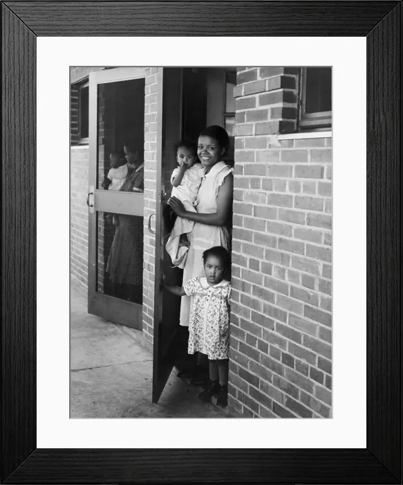 Framed Print : African American mothers and children at new building, March 1939