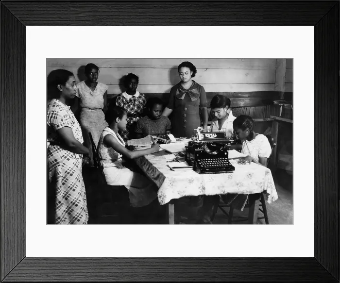 Framed Print : African American students at work in a library, Tupelo, MI. ca. 1938. They are in a National Youth Administration program at the Lee County Training School