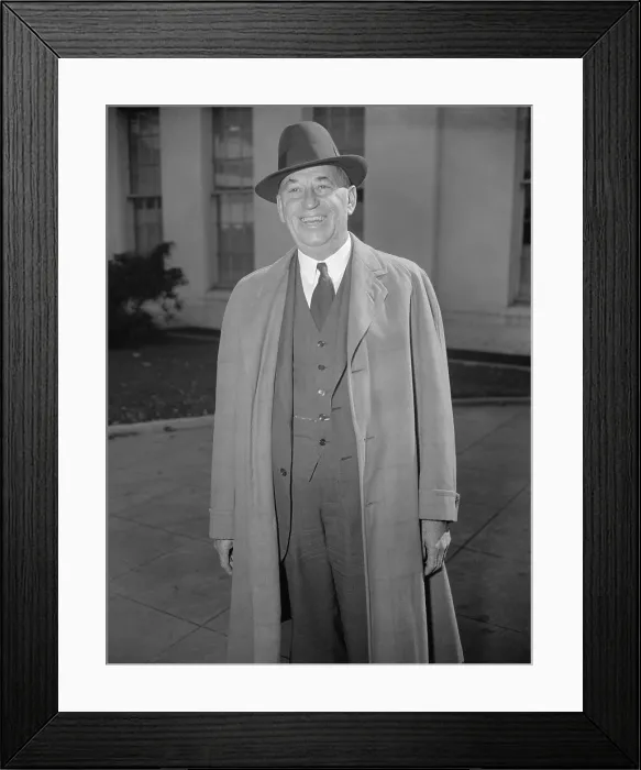 Framed Print : Walter Chrysler 1875-1940 automobile magnate leaving the White House after a meeting with President Roosevelt. October 8 1937. LC-DIG-hec-23465