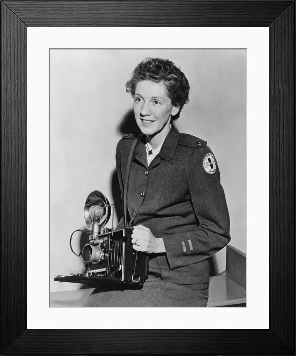 Framed Print : Toni Frissell (1907-1988) American photojournalist, fashion, and society portrait photographer in 1942 as a photographer for the American Red Cross