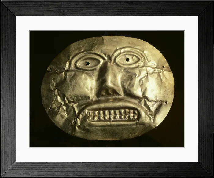 Framed Print : Gold ceremonial mask. Calima art. Jewelry. COLOMBIA. BogotA. Gold Museum. - BeBa / Iberfoto / Everett Collection (237750)**US SALES ONLY**