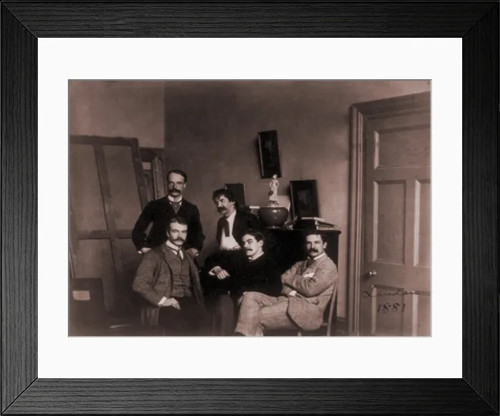 Framed Print : Group in James McNeill Whistler's London studio photographed in 1881: From left) Julian and Waldo Story, Whistler, Frank Miles, and Honorable F. Lawless