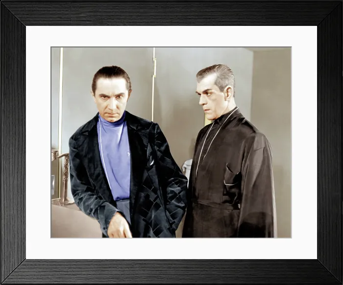 Framed Print : THE BLACK CAT, from left: Bela Lugosi, Boris Karloff, 1934