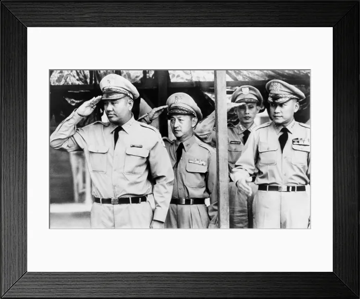 Framed Print : South Vietnamese Generals who led the 1963 Coup against President Ngo Dinh Diem. From left: Generals Duong Van Minh, Le Van Kim, and unidentified officer, and General Tran Van Don Framed Print : South Vietnamese Generals who led the 1963 Coup against President Ngo Dinh Diem. From left: Generals Duong Van Minh, Le Van Kim, and unidentified officer, and General Tran Van Don