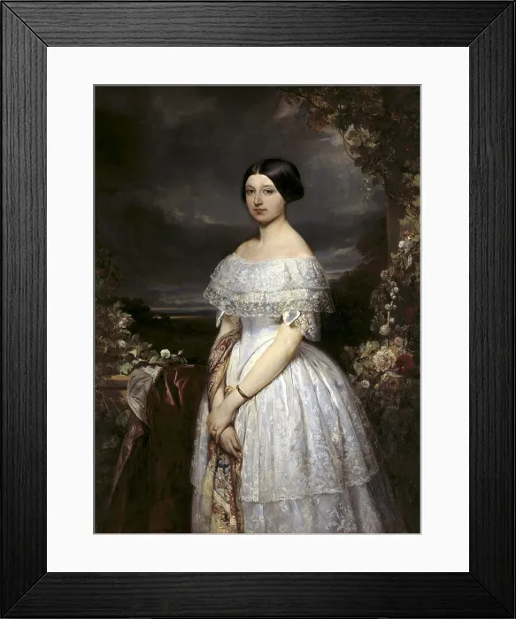 Framed Print : GALLAIT, Louis (1810-1887). Portrait of Viscountess of Biolley. 1850. Oil on canvas. BELGIUM. Tournai. Fine Arts Museum