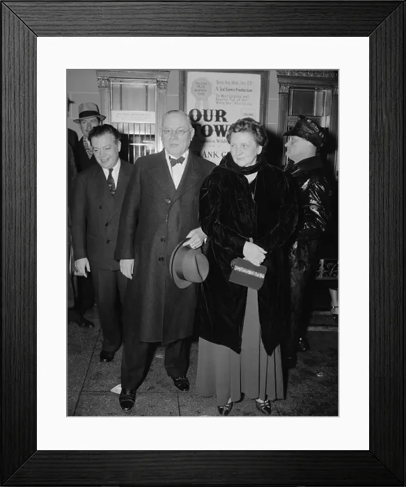 Framed Print : Secretary of Labor Frances Perkins and AFL President William Green at the National Theater attending PINS AND Needles