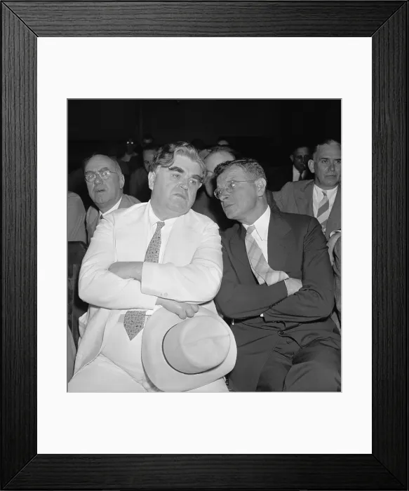 Framed Print : Labor leaders, John L. Lewis and Sidney Hillman, put their heads together during a meeting in Washington, D.C. in 1938 or 1939