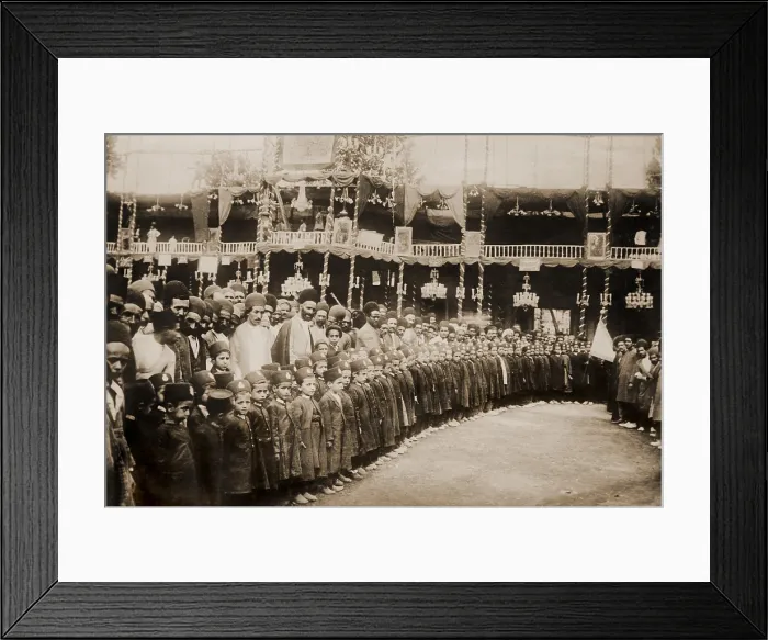 Framed Print : Anti-royalist demonstration of uniformed students and adults in Tabriz, Persia