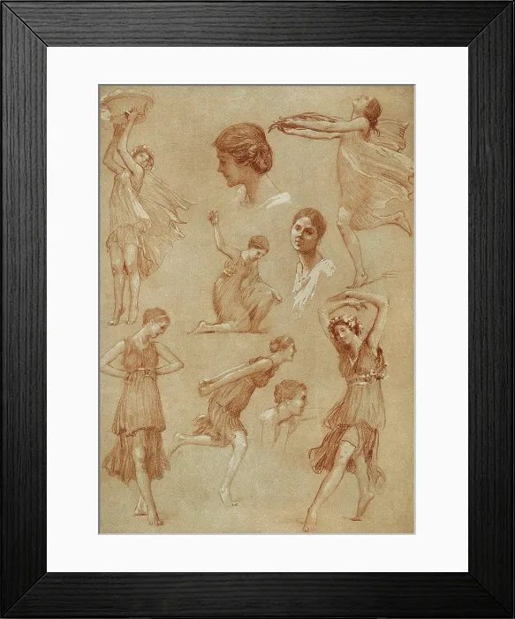 Framed Print : GORGUET, Auguste Franois Marie (1862-1927). Isadora Duncan dancing. 1918. Sketchs made with sanguine. Drawing