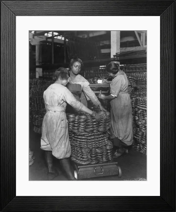 Framed Print : World War One. On the American home front, African American women weigh wire coils and recording weights. April 16, 1919. (BSLOC_2013_2_13) Framed Print : World War One. On the American home front, African American women weigh wire coils and recording weights. April 16, 1919. (BSLOC_2013_2_13)